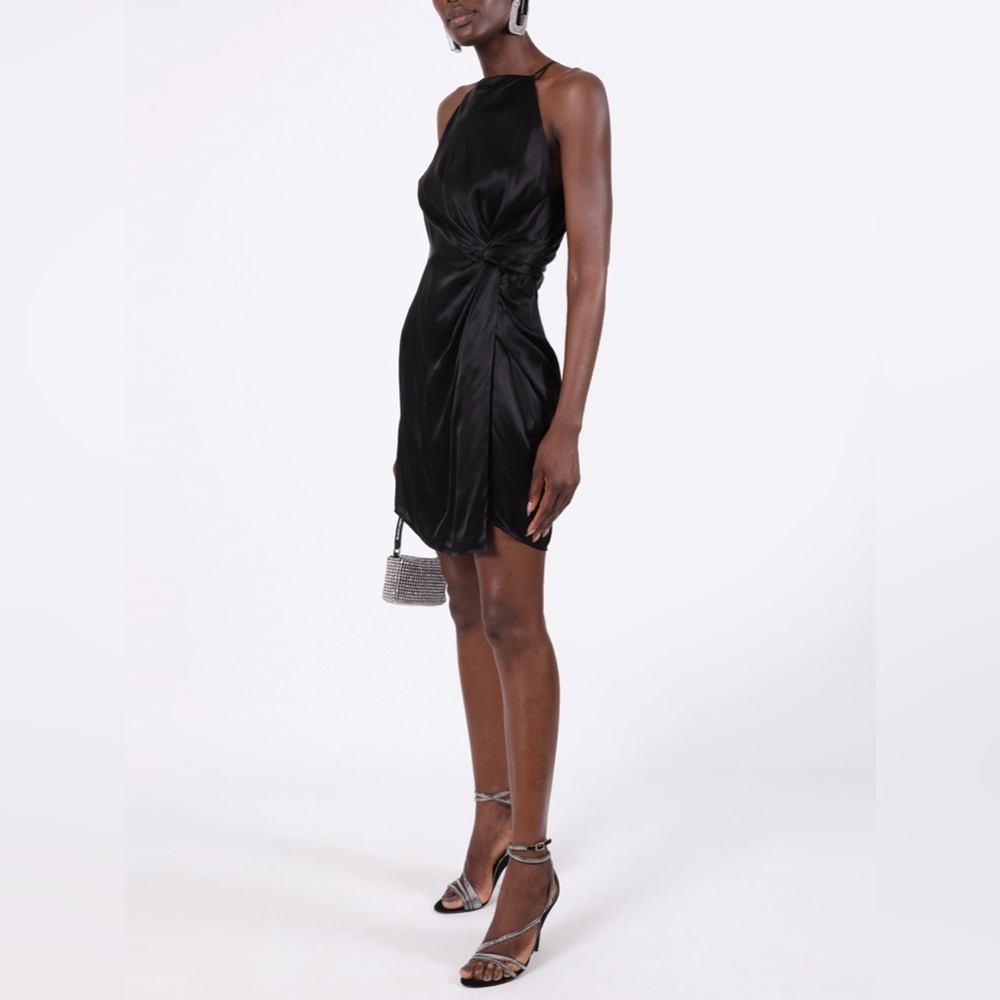 ALEXANDERWANG.T BLACK SILK APRON DRESS